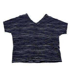 Chico's Linen Top Navy/White Size XL